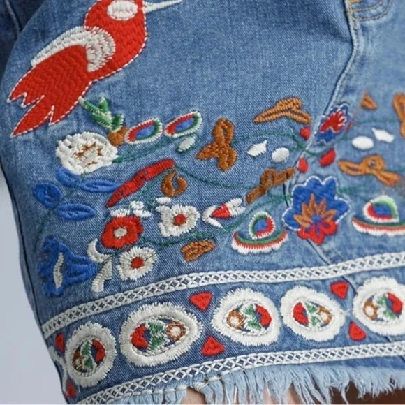Red Piper Embroidered Boho Skirt - Picture 6 of 7
